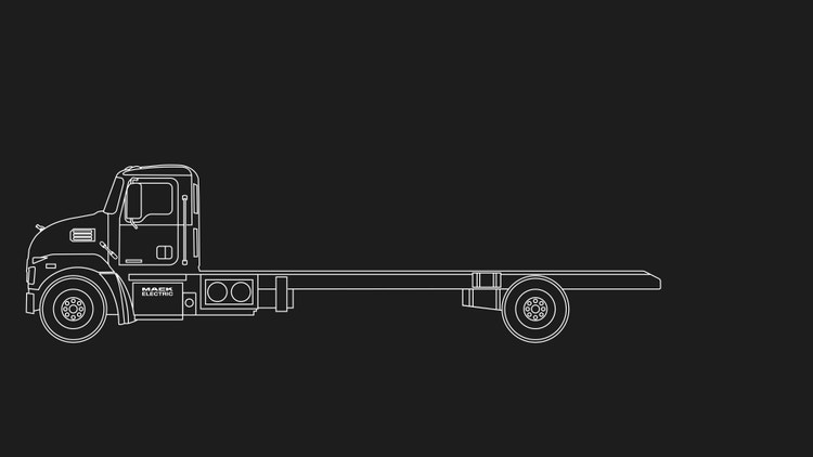 A white line drawing of a truck Description automatically generated
