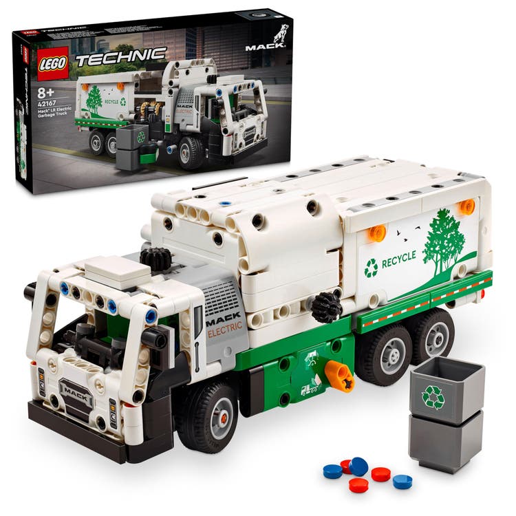 Amazon.com: LEGO 42167 Technic Mack LR Electric Müllwagen, Seitenlader, Mülltonnen : Toys & Games